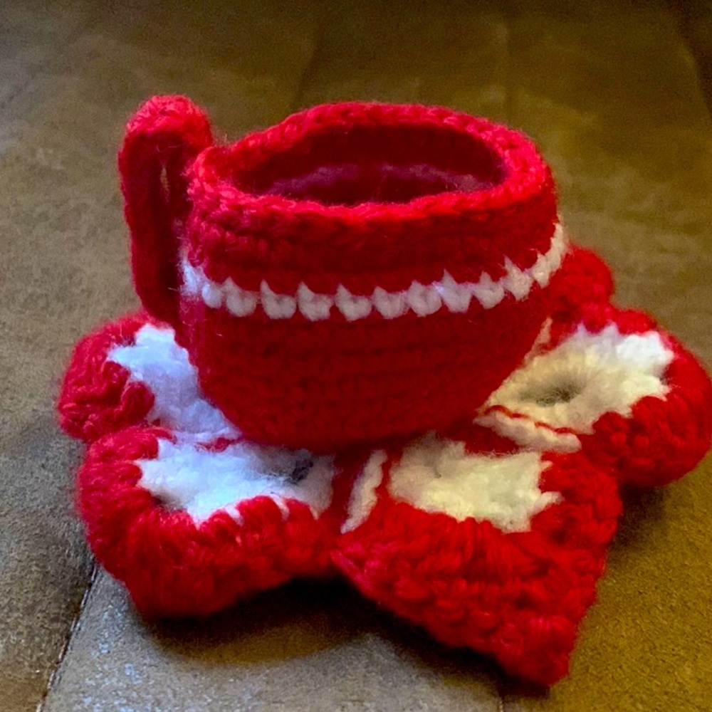 3/$15 ✨ Flash Sale.  Mini crocheted coffee mug bean‎ incense or ornament